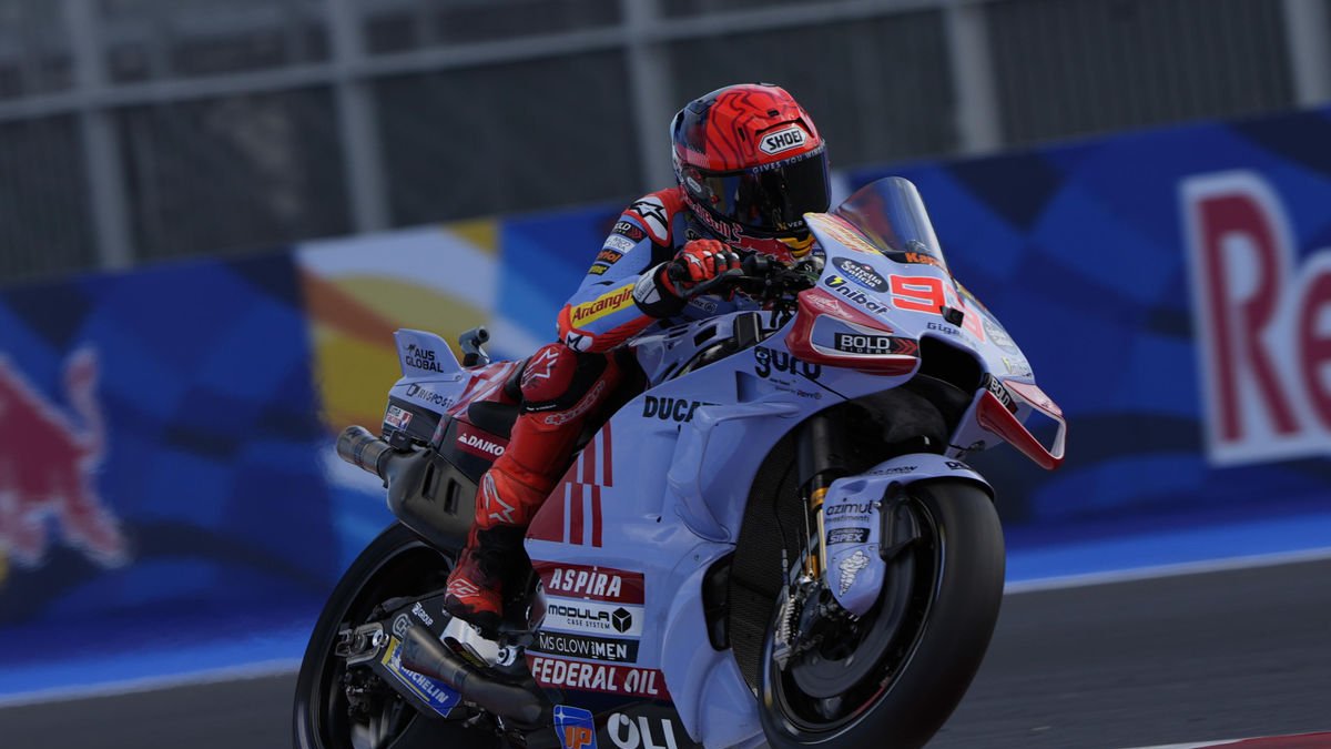 Marc Márquez, durant la sessió d’entrenament d’ahir al circuit de Misano. - EFE