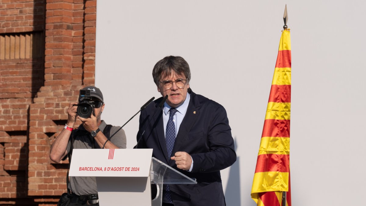Puigdemont en su aparición en Barcelona el 8 de agosto.