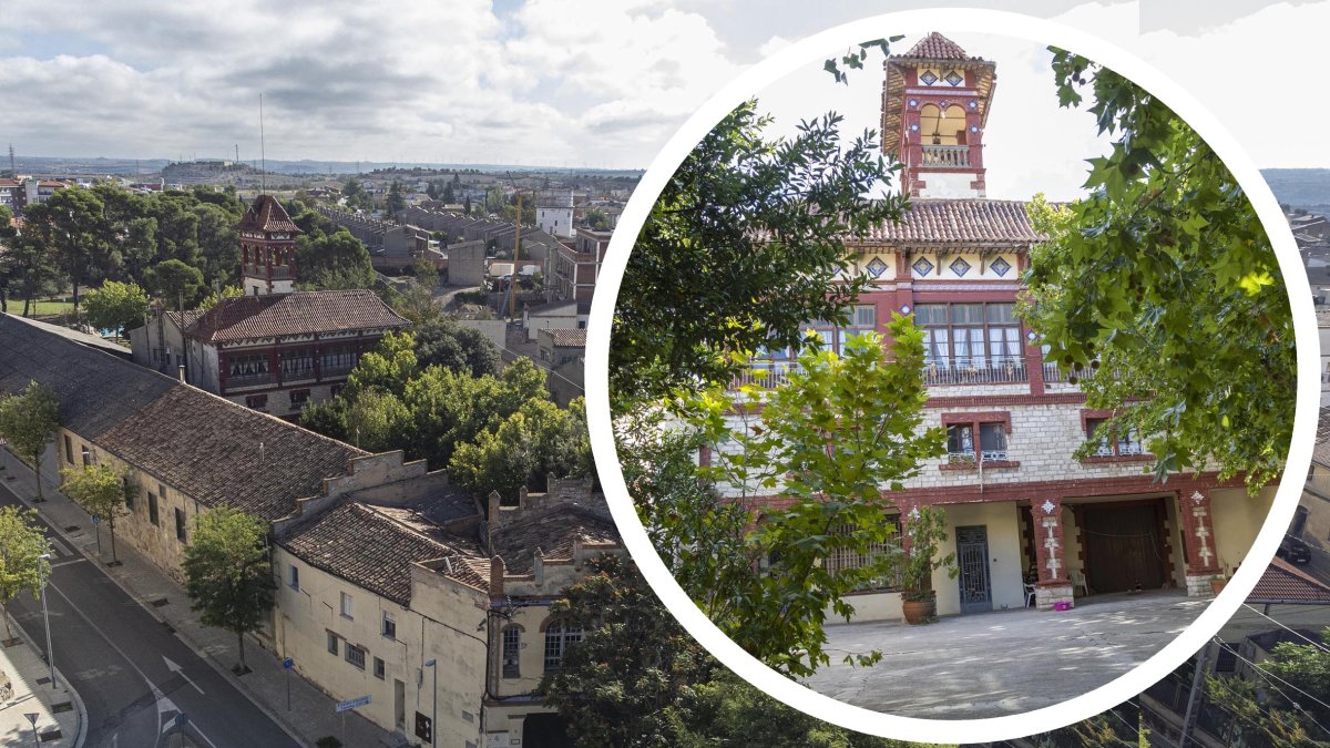 La finca on s’ubicava la fàbrica i la Casa Güell, des de l’aire.