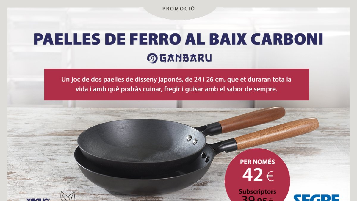 Joc de paelles de ferro al baix carboni, lliures de materials tòxics, per cuinar amb el sabor de sempre.