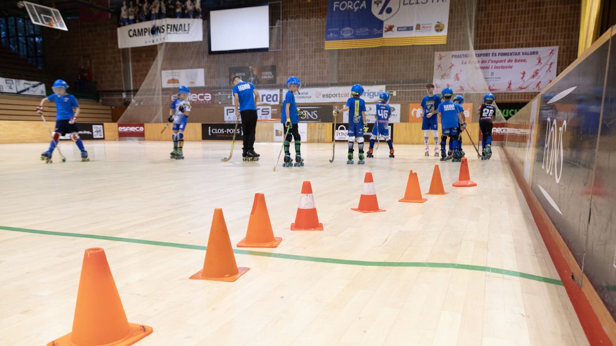 Una de les zones de la pista on s’aprecia que el parquet s’ha aixecat per la humitat. - AMADO FORROLLA