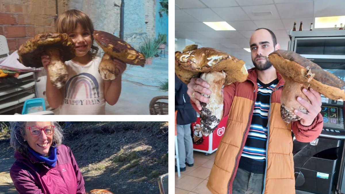 L’Adrià mostra orgullós dos ceps de 3,07 i 1,95 quilos. - RAMÓN UNIÓ