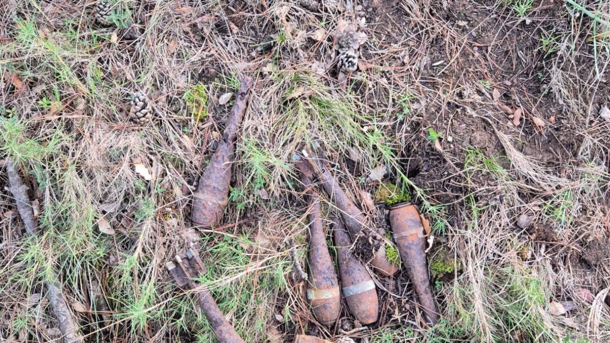 Els vuit projectils de morter trobats.