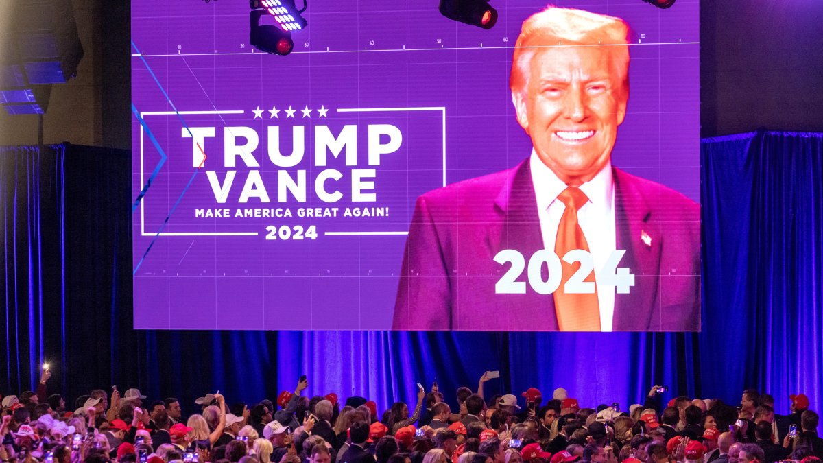 Seguidores republicanos celebran la victoria de Donald Trump en West Palm Beach, Florida.