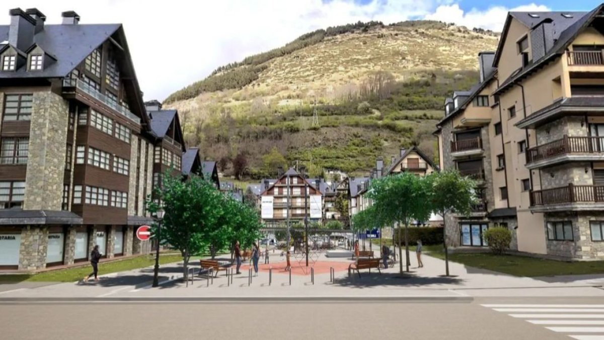 Renderizat dera futura plaça en carrèr Comets de Vielha. - AJUNTAMENT DE VIELHA E MIJARAN