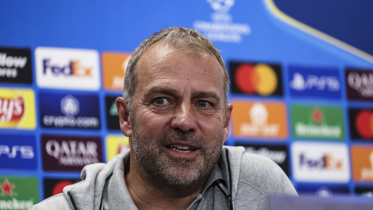 Hansi Flick, durant la roda de premsa d’ahir. - EUROPA PRESS