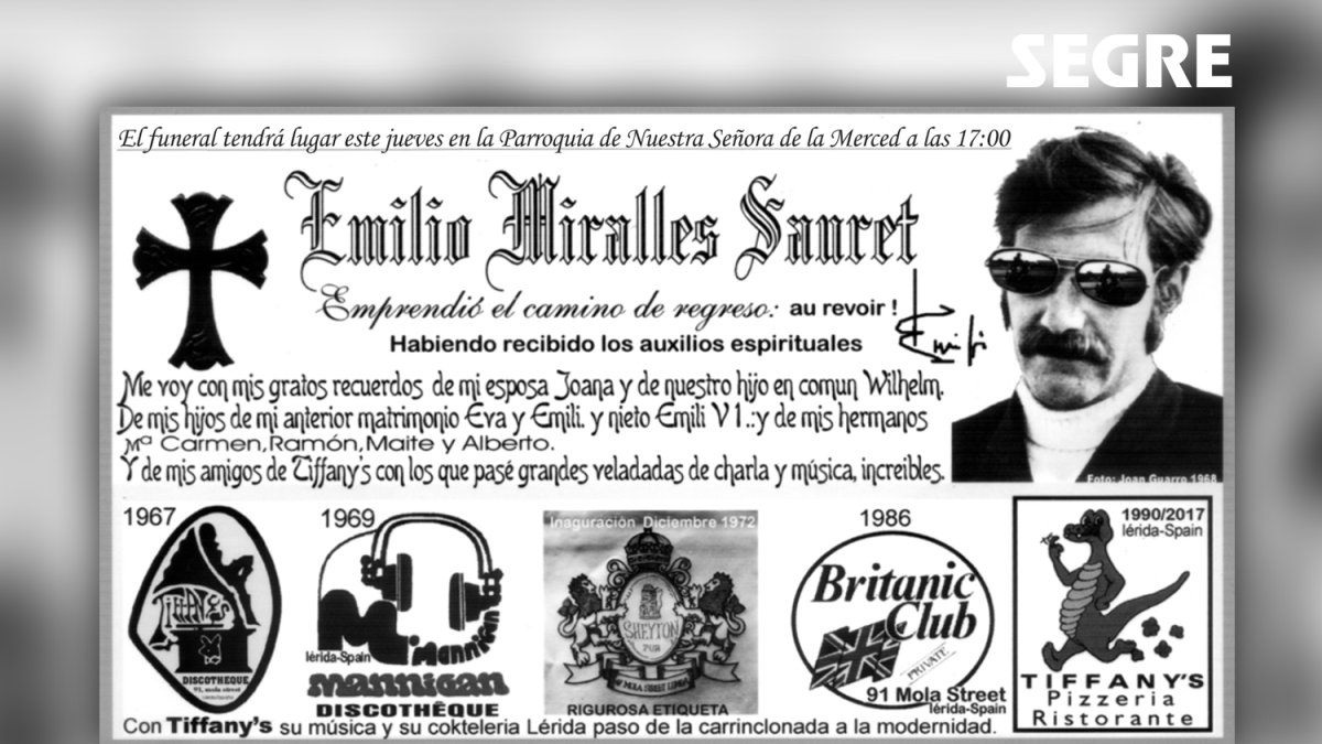 Mor l'històric restaurador de Lleida Emilio Miralles i deixa una de les millors esqueles de la història de SEGRE