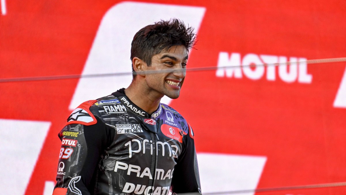 Jorge Martín, al podi del gran premi al Circuit de Catalunya.
