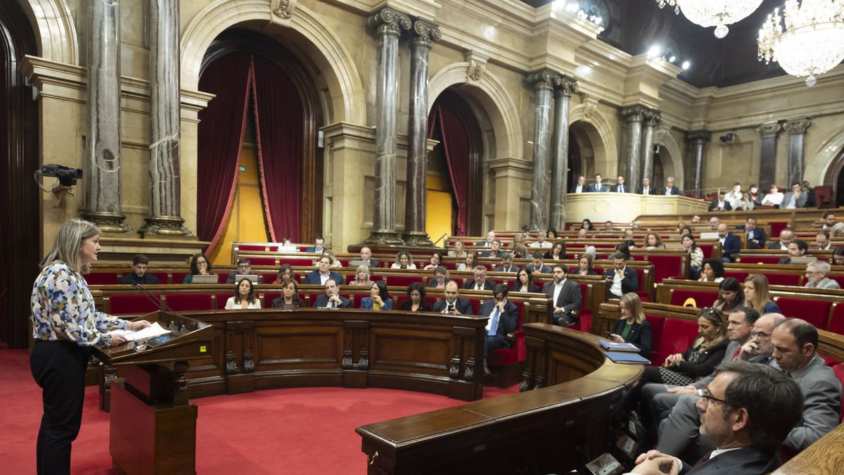 La síndica d’Aran, Maria Vergés, ahir durant la seua compareixença anual al Parlament. - PARLAMENT