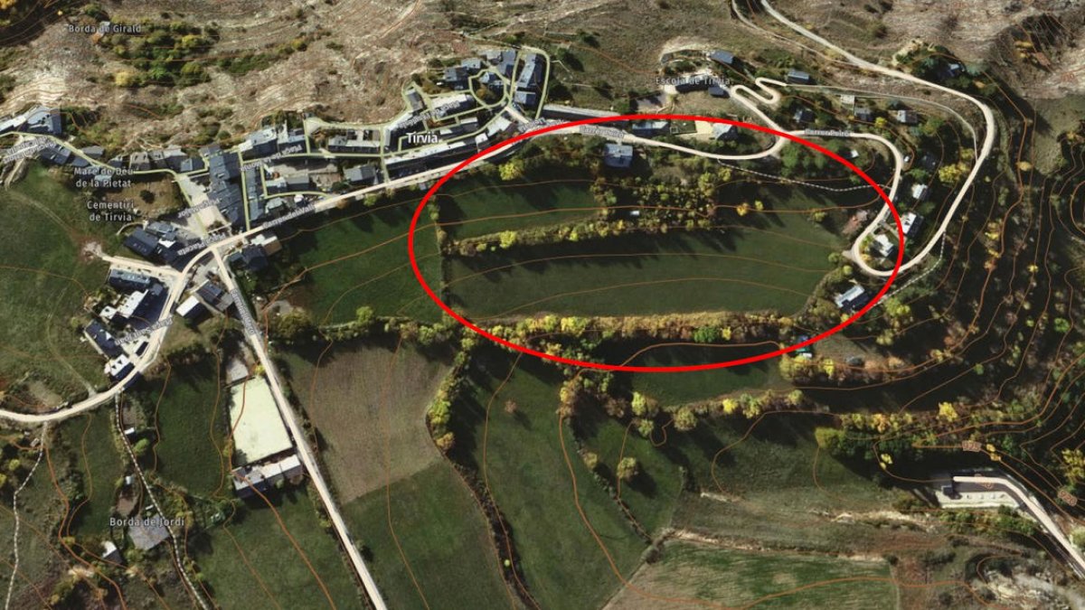Una de les tres futures zones d’expansió urbanística de Tírvia.