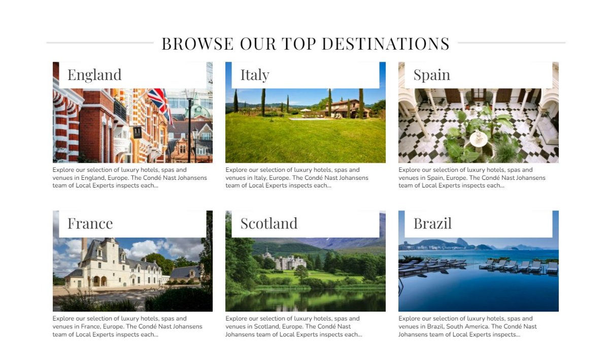 Una captura del web de la guia Condé Nast Johansens.