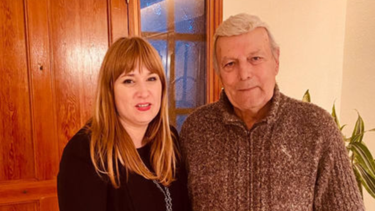 Sònia Clivillé i Ramon Ramis, l’home que va rescatar el seu pare, es van trobar a Puiggròs. - S.C.