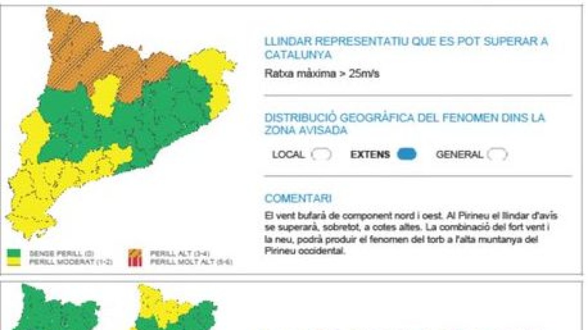 L’avís per vent del Servei Meteorològic de Catalunya.