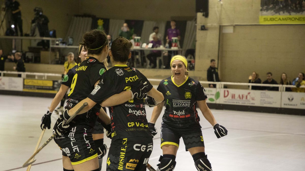 Jugadores del Vila-sana celebren un gol contra el Palau. - CARMINA MARSIÑACH