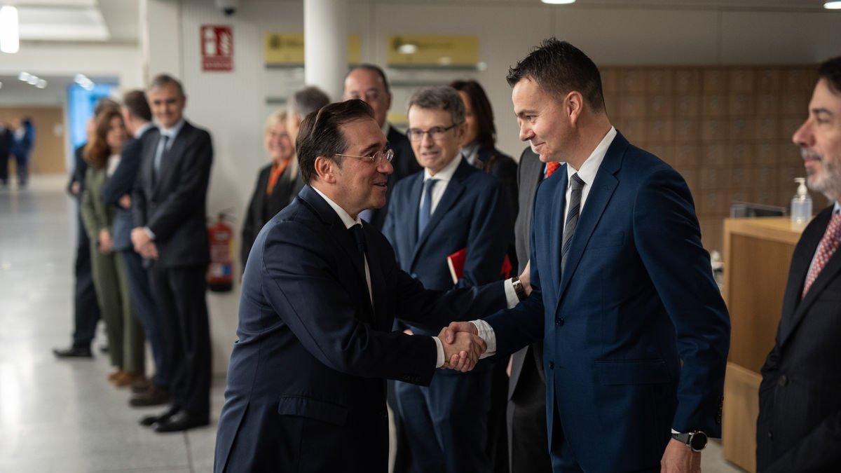 Albares a su llegada ayer a la IX Conferencia de Embajadores. - EUROPA PRESS