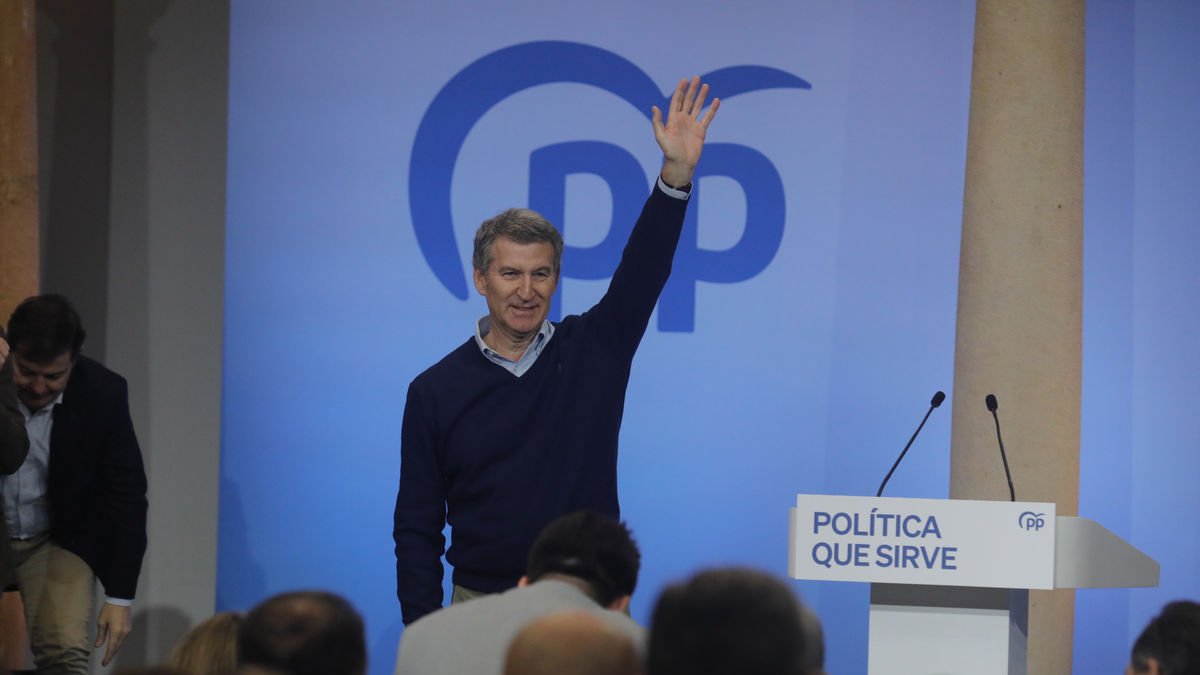 Feijóo el domingo durante un acto del PP celebrado en Oviedo. - EUROPA PRESS