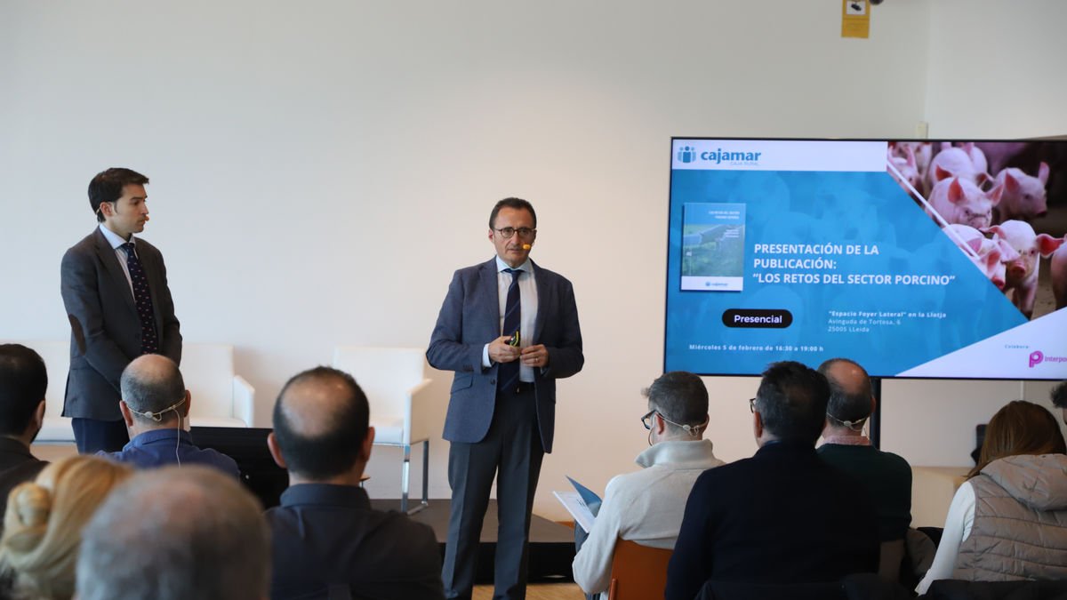 Interporc y Cajamar presentaron ayer su informe sobre los retos del sector porcino estatal. - MAGDALENA ALTISENT