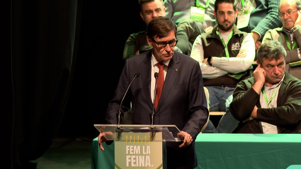 El president de la Generalitat, Salvador Illa, en el congrés de Unió de Pagesos a Mollerussa.