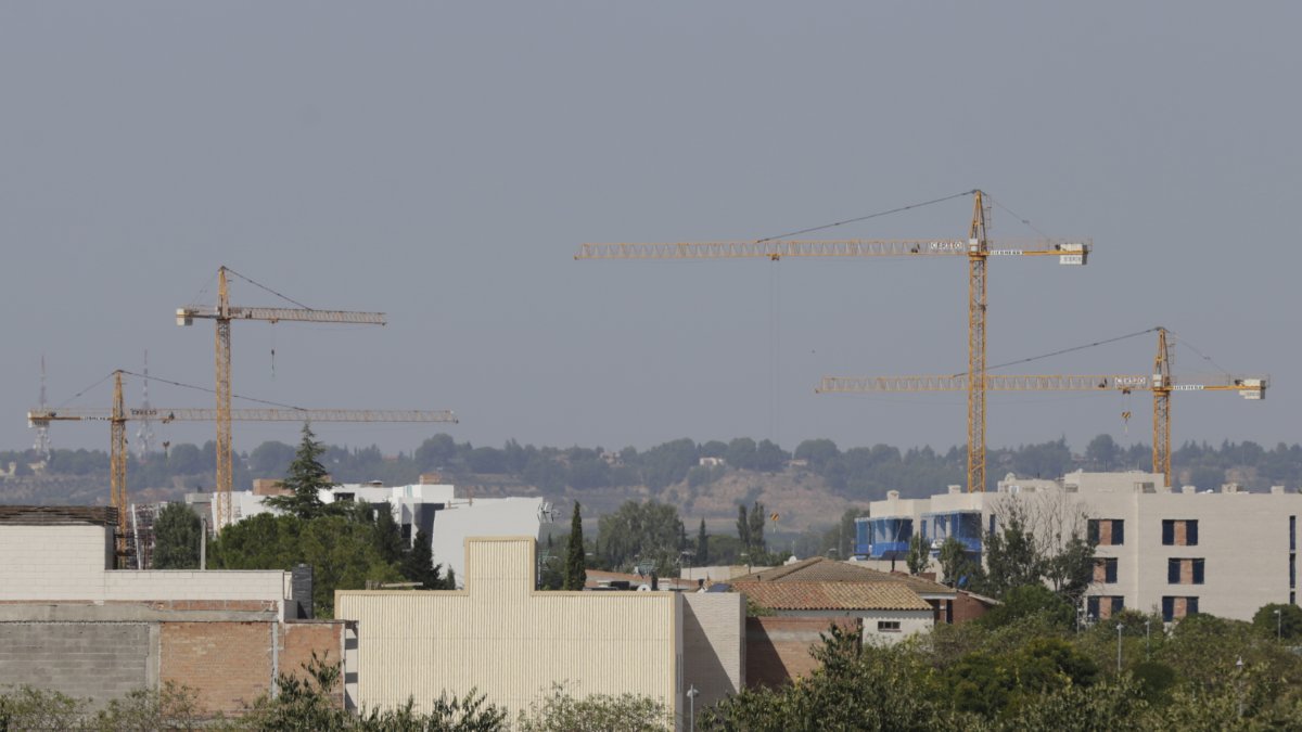 Imatge d'arxiu de grues de construcció a Lleida