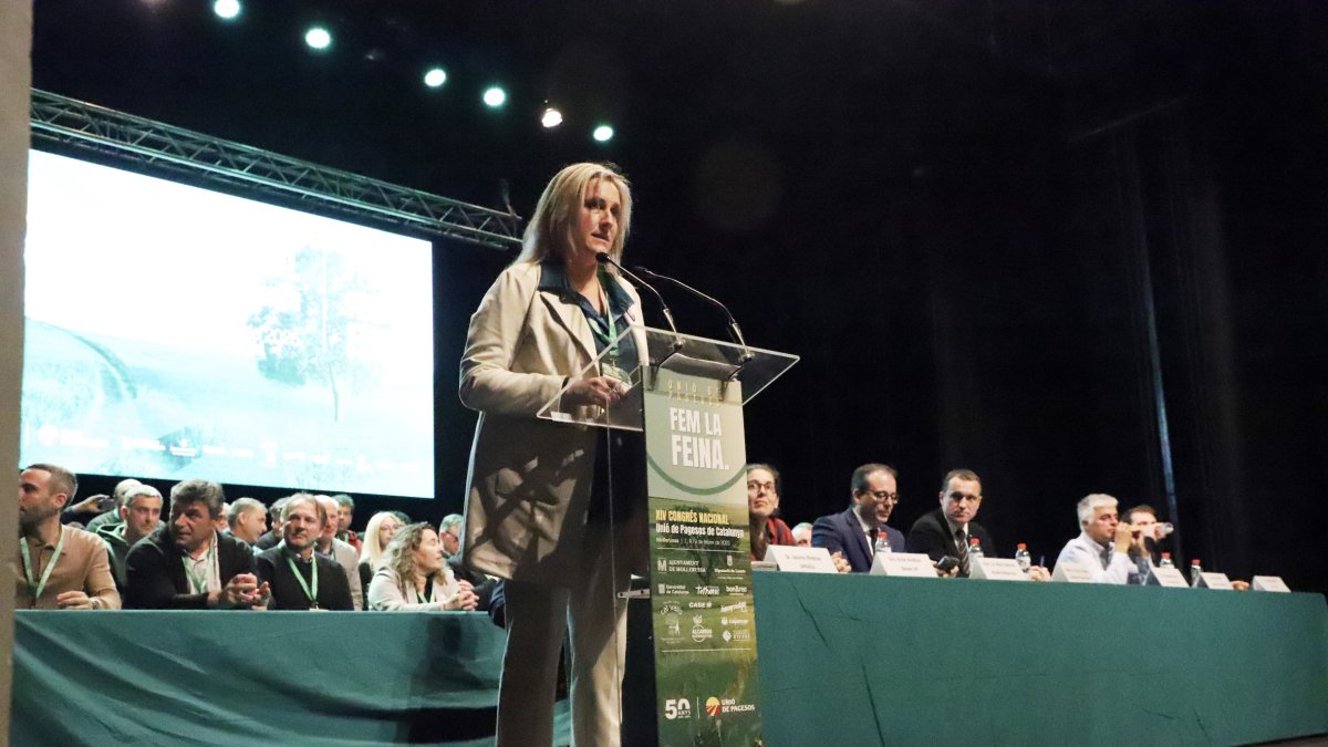 Raquel Serrat, en la clausura del congrés d’UP a Mollerussa. - MAGDALENA ALTISENT