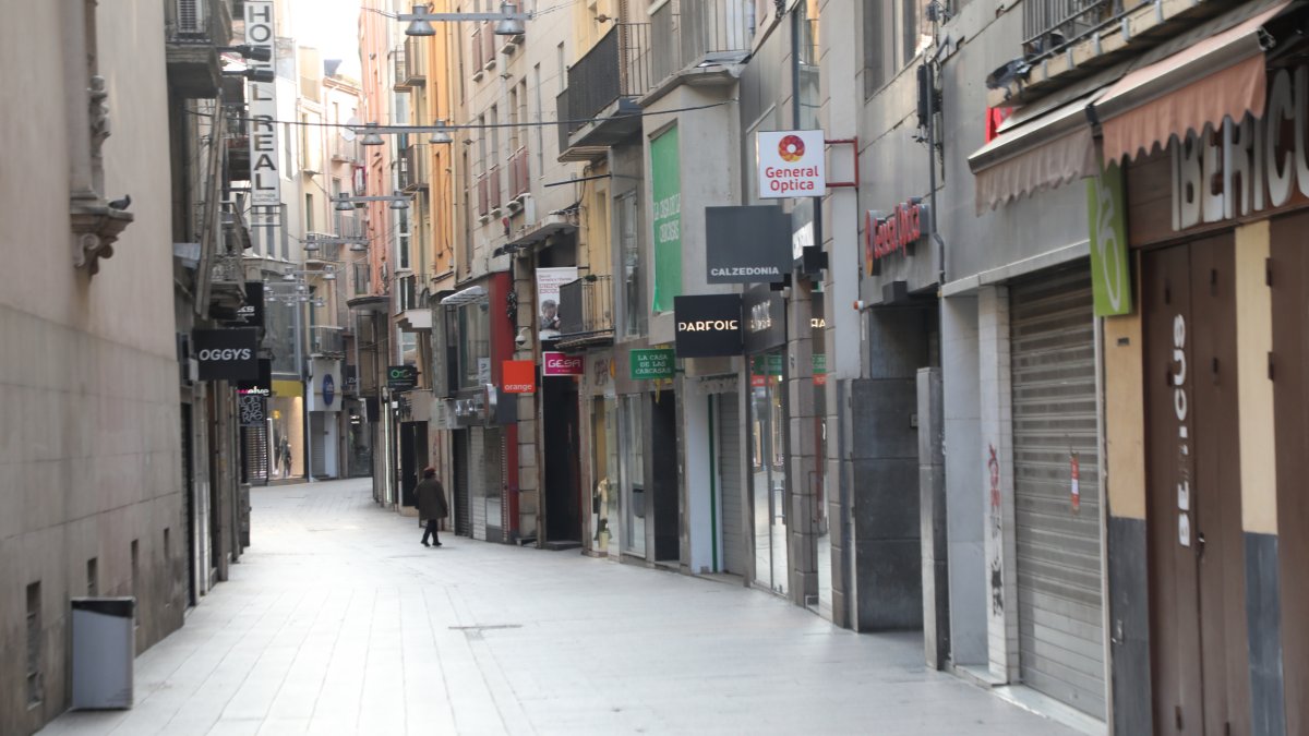 El carrer Major de Lleida durant la pandèmia.