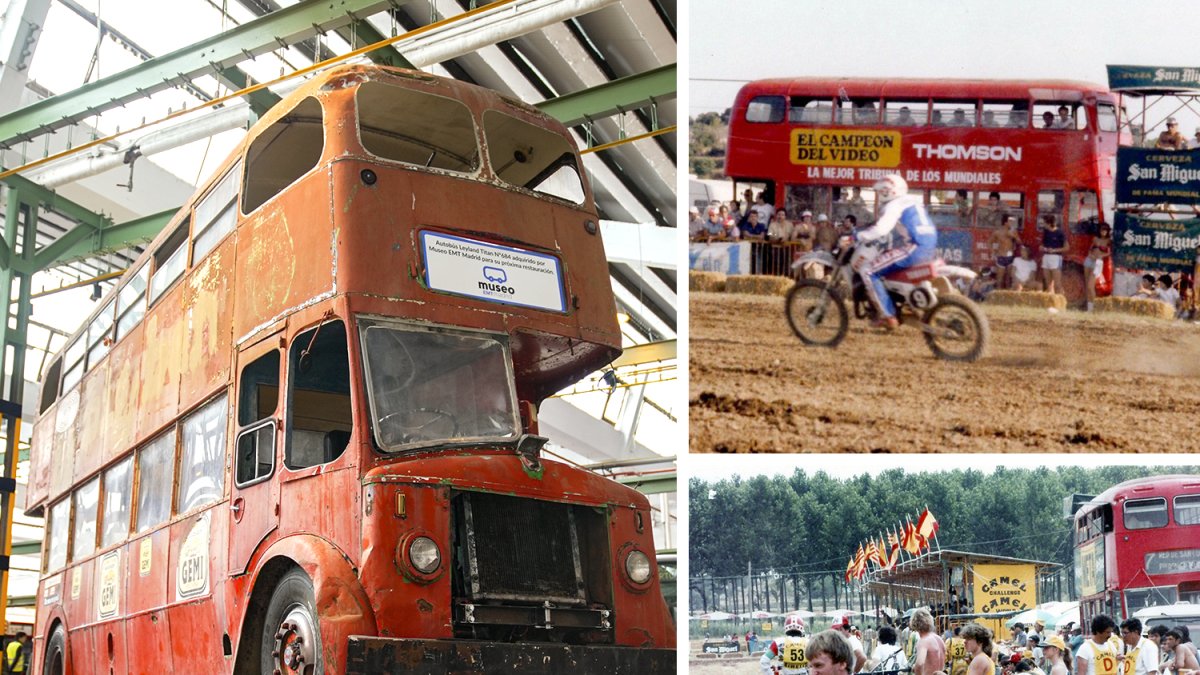 El bus, restaurado, y en plena función de palco para la prensa