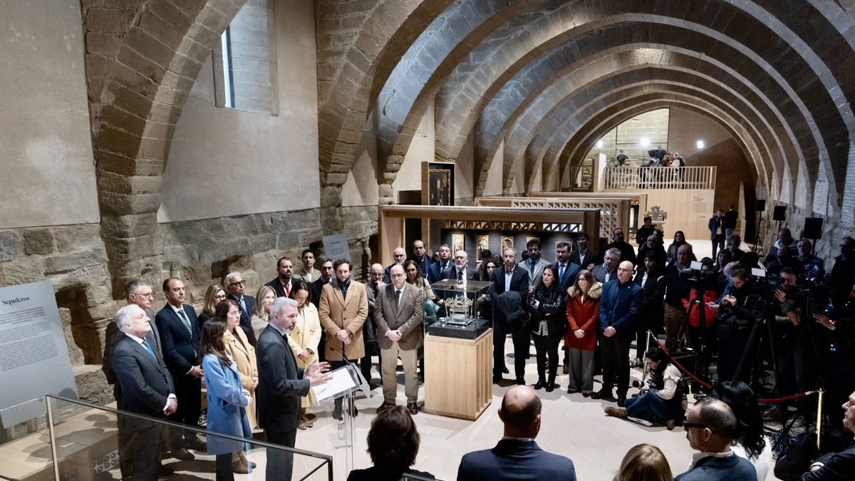 Acto institucional reciente del Gobierno aragonés para reabrir el monasterio de Sixena y la exposición. - ACN