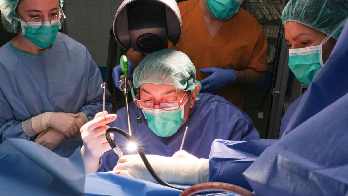 Moment d’una operació de càncer de còlon i recte, el tumor més freqüent entre els homes i el segon en les dones. - ACN