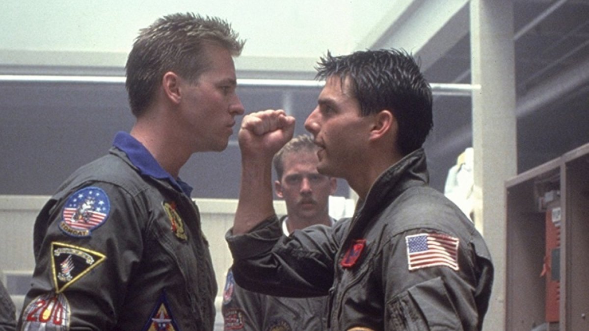 Val Kilmer con Tom Cruise en 'Top Gun'.