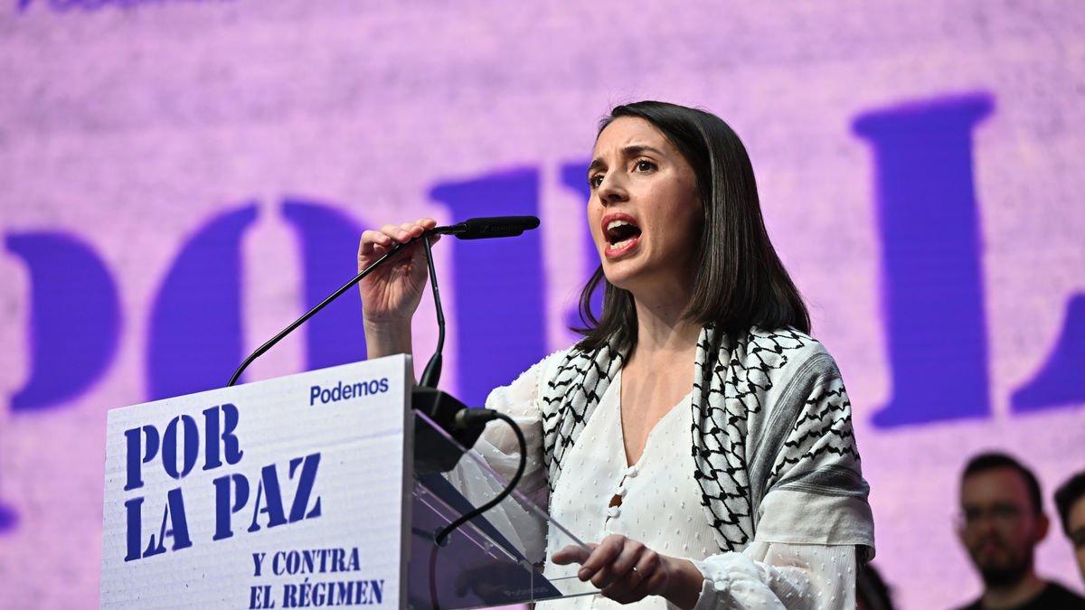 Irene Montero durant un acte de Podem ahir a Madrid. - EFE