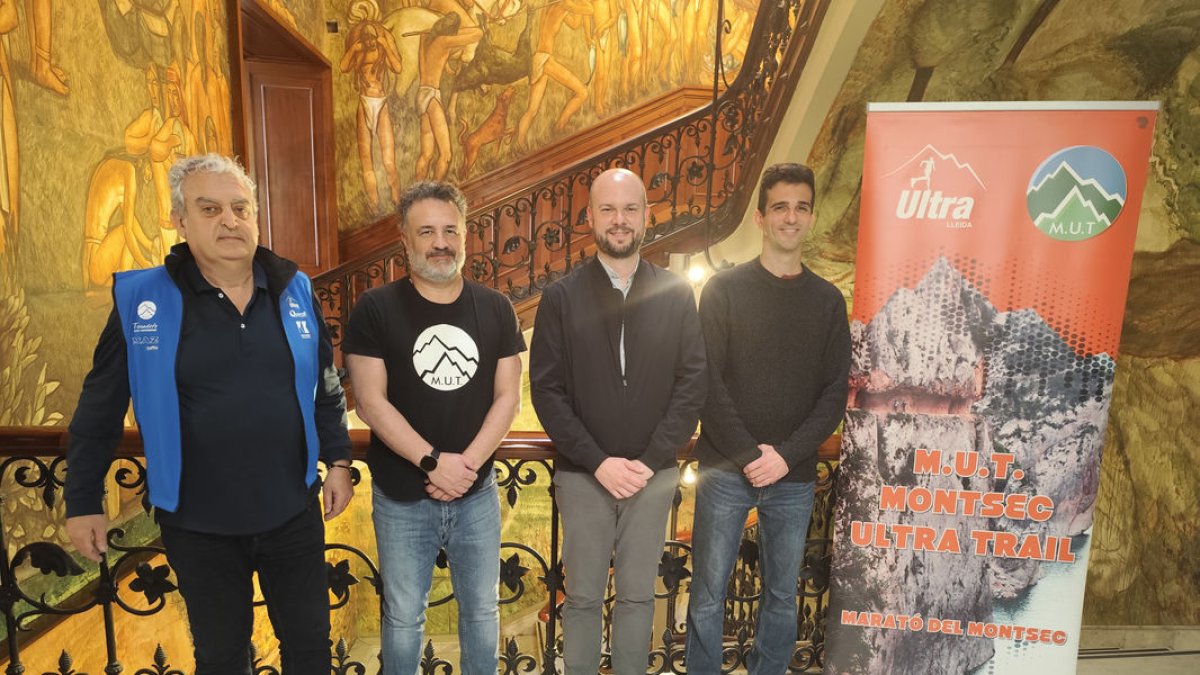 Albert Queralt, Dani Delgado, Jordi Verdú i Miquel López, ahir a la presentació de la MUT. - JCMC