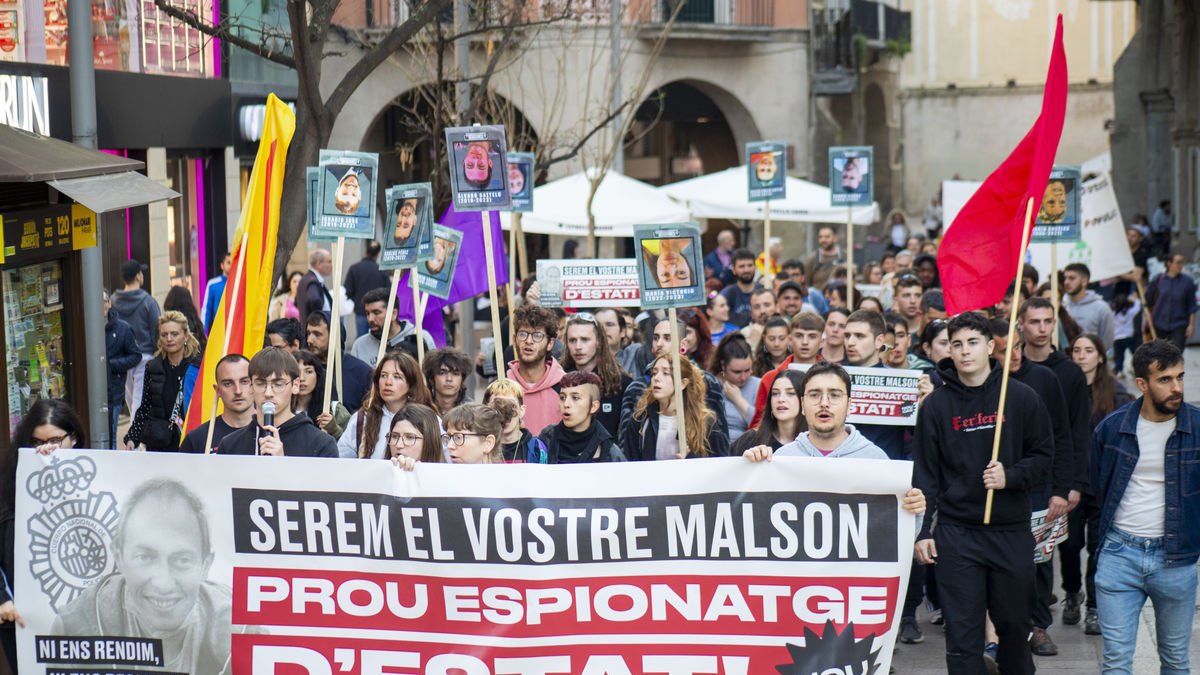 La protesta de ayer contra la infiltración de policías en el activismo independentista. - GERARD HOYAS