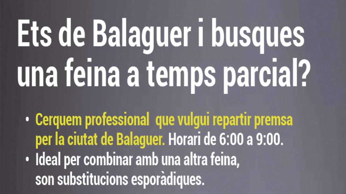 Ofrecida de trabajo a Balaguer para reparto de prensa