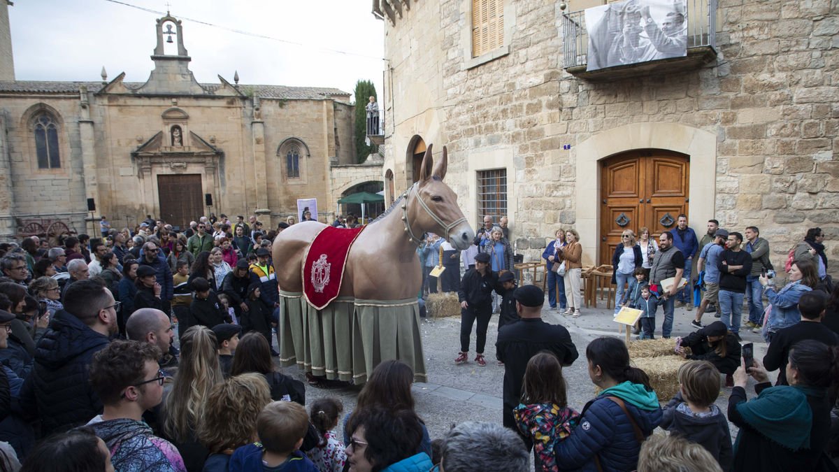 Centenares de personas en la plaza Bibse Comelles vieron bailar por primera vez a la Mulassa. - C.MARSIÑACH