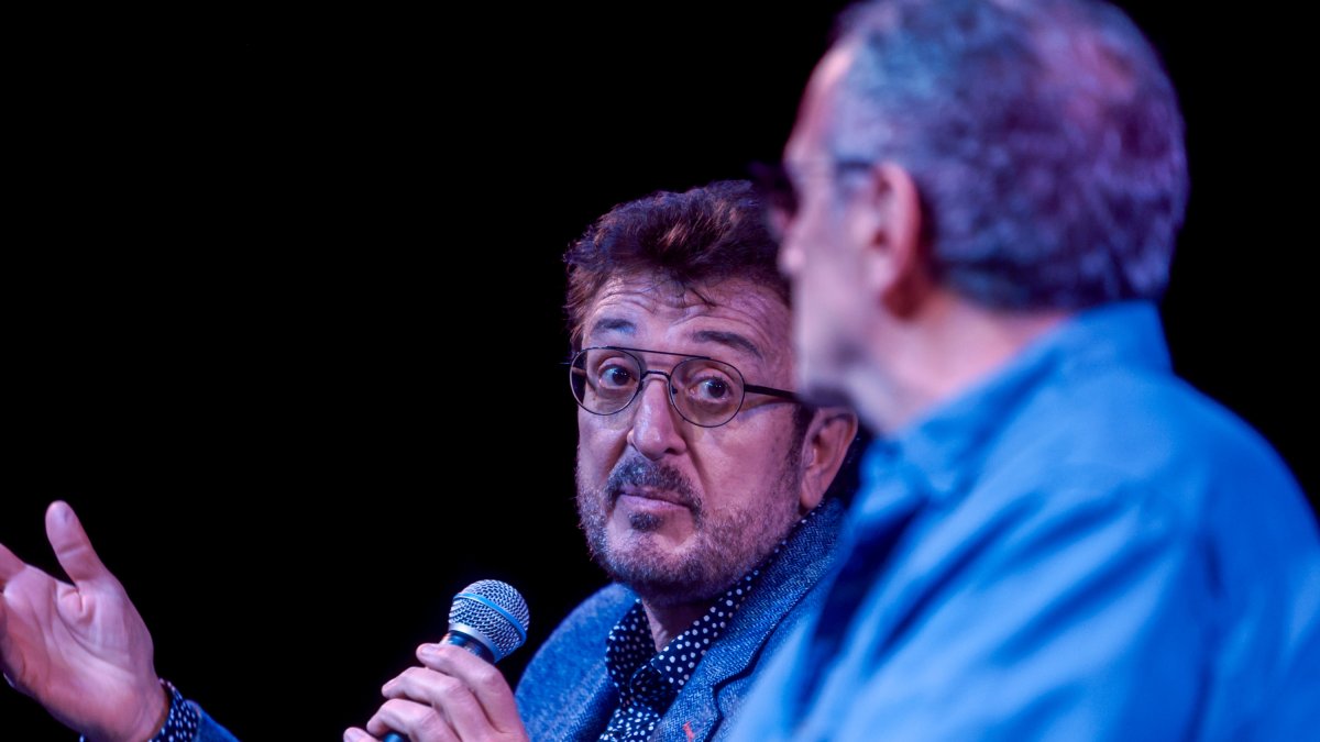 Quimi Portet y Manolo García en una rueda de prensa, en una imagen de archivo.
