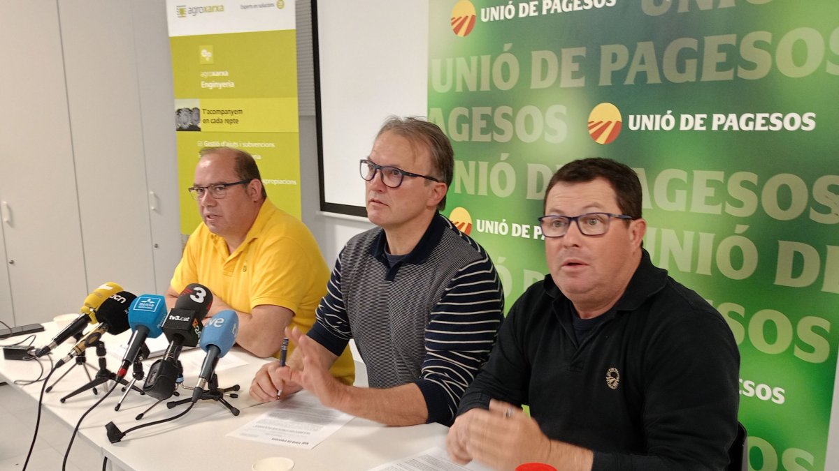 La roda de premsa de Unió de Pagesos d’aquest dimarts.