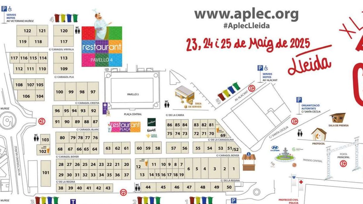 Localización de los principales espacios del Aplec.