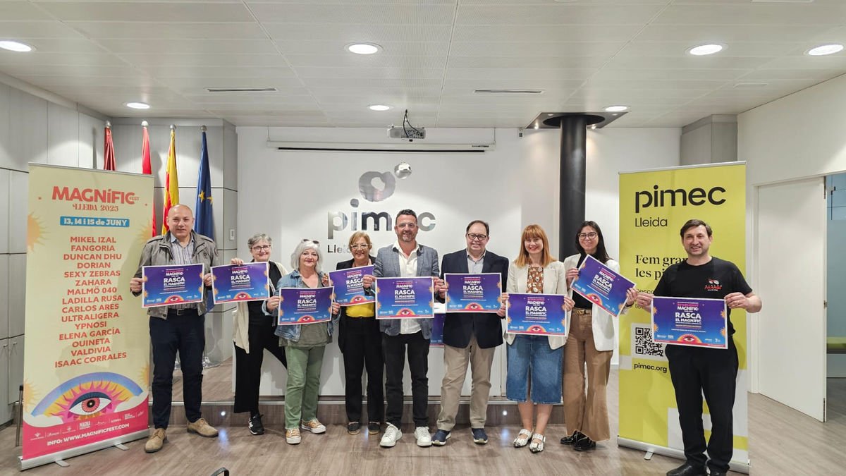 Presentació ahir a Pimec Comerç Lleida de la campanya promocional al costat del festival Magnífic Fest. - PIMEC