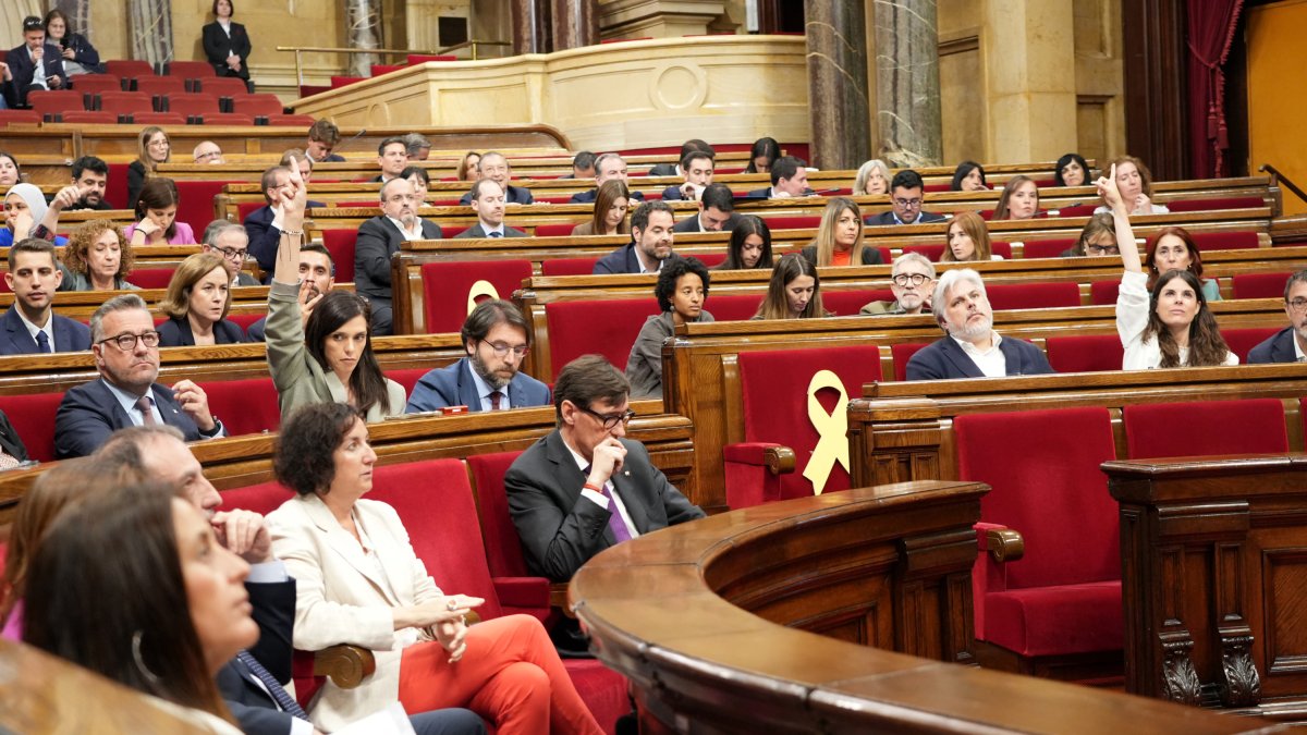Un moment durant la votació al ple del Parlament aquest dijous.