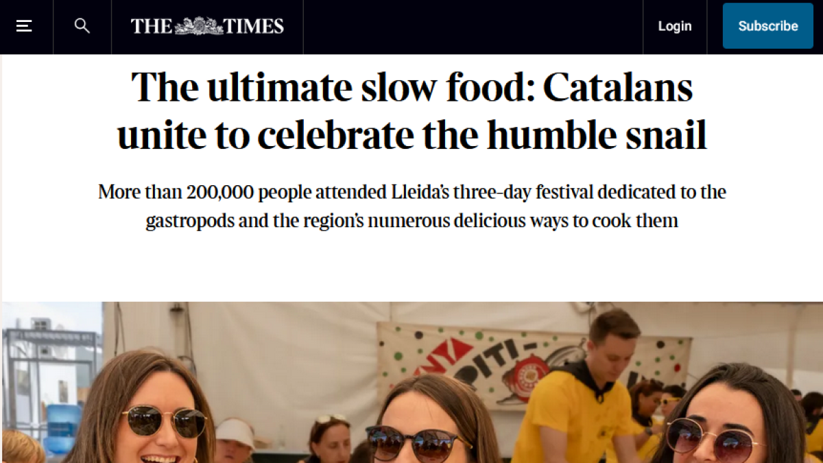 el Aplec del Caragol de Lleida de Lleida, en el The Times inglés