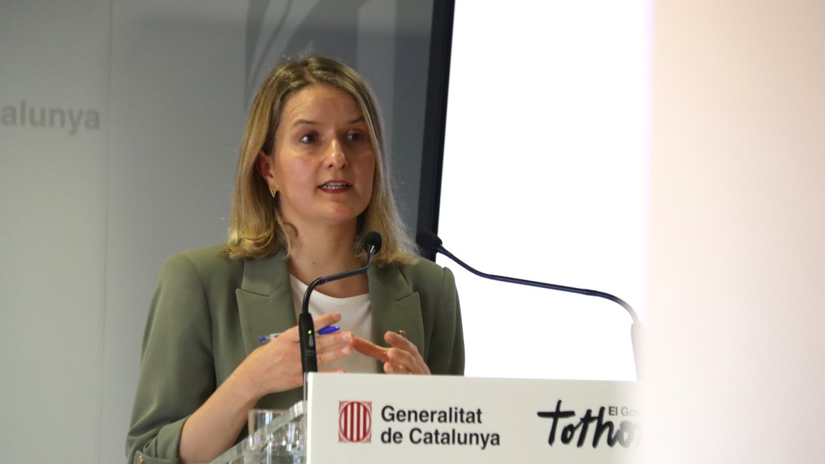 La consellera de Drets Socials i Inclusió, Mònica Martínez Bravo, durant la seva compareixença aquest dilluns.