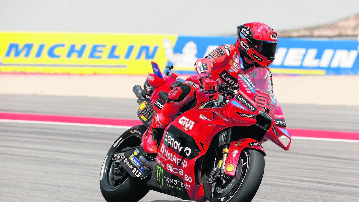 Marc Márquez, ahir durant la Practice del Gran Premi d’Aragó. - EFE