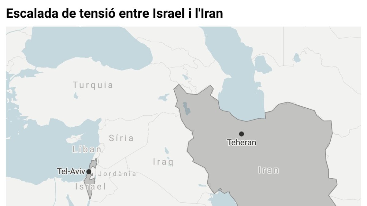 Mapa de situació d'Israel i l'Iran enmig de l'actual escalada de tensió