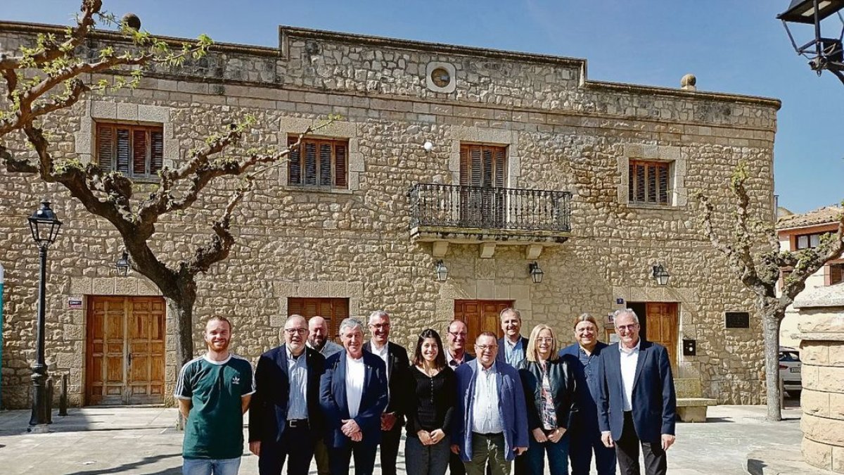 Los alcaldes de los municipios que integran el consorcio del Segrià Sud, con algunos técnicos. - CONSORCI DEL SEGRIÀ SUD