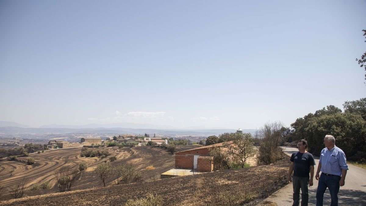 Les flames van passar per sobre d’algunes granges- El foc va envoltar del tot algunes granges com la de Jordi Vila a Guardiola, nucli de Vilanova de l’Aguda, a la Noguera, però no va danyar l’estructura de les edificacions. Joan Graells, reponsable d’Asaja i veí de Guarda-si-venes (Guissona), es va trobar amb la mateixa situació en una de les seues explotacions porcines. - C. MARSIÑACH