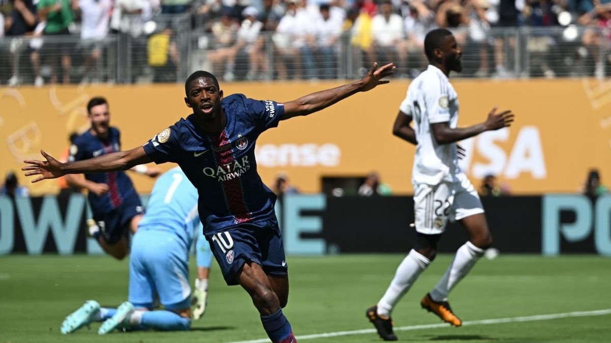 Ousmane Dembélé celebra la consecució del segon gol. - EUROPA PRESS