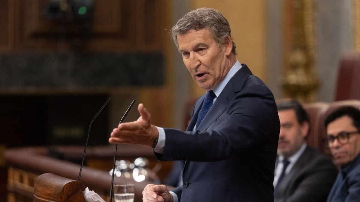 Alberto Núñez Feijóo carrega contra Sánchez en la compareixença al Congrés dels Diputats. - EDUARDO PARRA / EUROPA PRESS