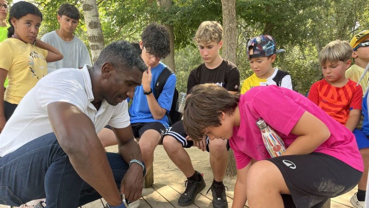 Quiñónez, ayer participando en una actividad de Esportmania. - @AJUNTAMENT DE LLEIDA