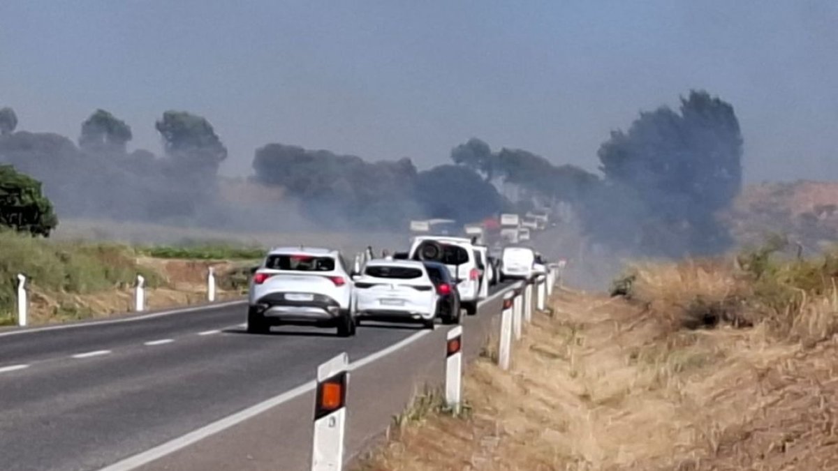 Un foc va obligar a tallar l’N-240 prop d’una hora. - DAVID POCA