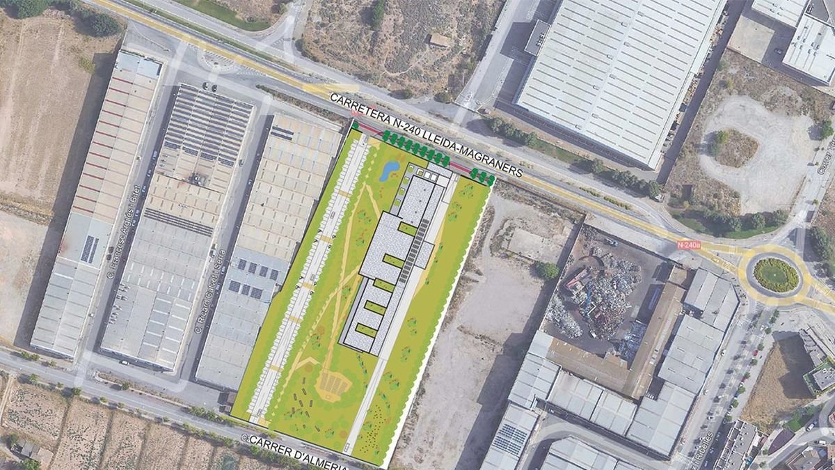 El pla que mostra on havia d'anar anteriorment el crematori, a la finca situada entre el carrer Almeria i l’N-240. - MAGDALENA ALTISENT